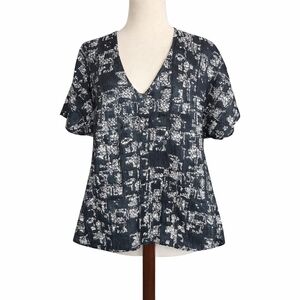 Marissa Webb Black White Tweed Boxy Tunic Top Size Large V-Neck Designer